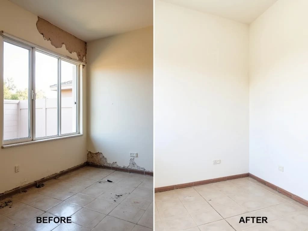 Before and after water damage restoration